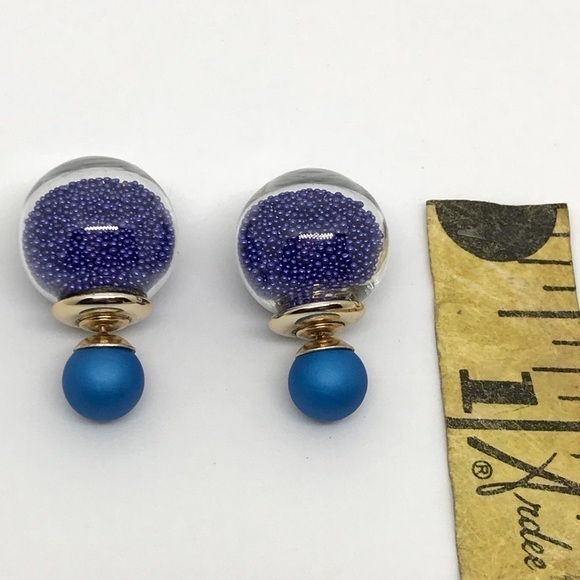 BLUE DOUBLE STUD EARRINGS ✨✨✨ - Picture 2 of 2